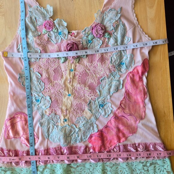 Pink Rose Boudoir Blouse | Roselani Jasmin | Size Small - Medium - Picture 9 of 10